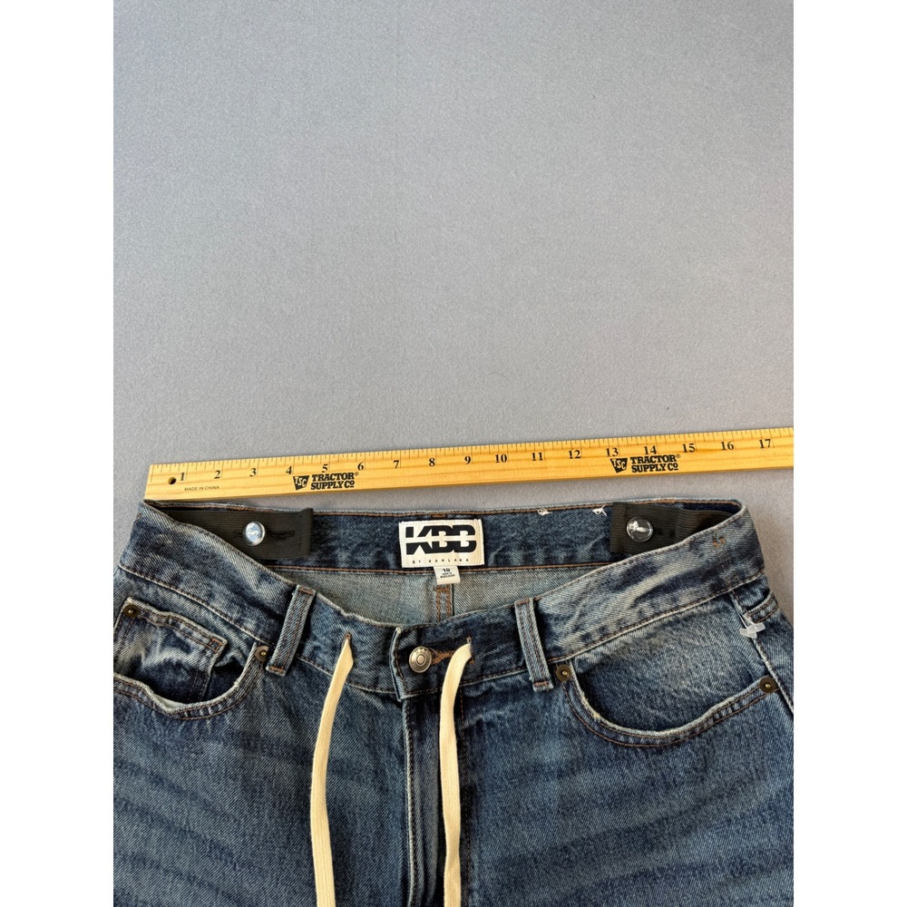 KDB by Kahlana Barfield Brown Women Medium Wash Barrel Jeans Drawstring Size 10 - Picture 5 of 5